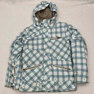 Betty Rides Coat Womens Medium Blue Jacket Houndstooth Ski Snow Hooded Zippers